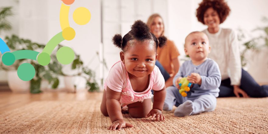 Young child crawling on the floor