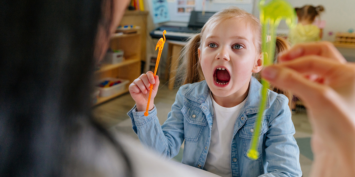 Child in speech therapy